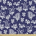 thumbnail image 1 of Ambesonne Nautical Fabric by the Yard Upholstery, Underwater Sea Life Motif, 10 Yards, Indigo and White, 1 of 5