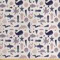 thumbnail image 1 of Ambesonne Nautical Fabric by the Yard Upholstery, Vintage Sea Life Pattern, 3 Yards, Champagne Multicolor, 1 of 4