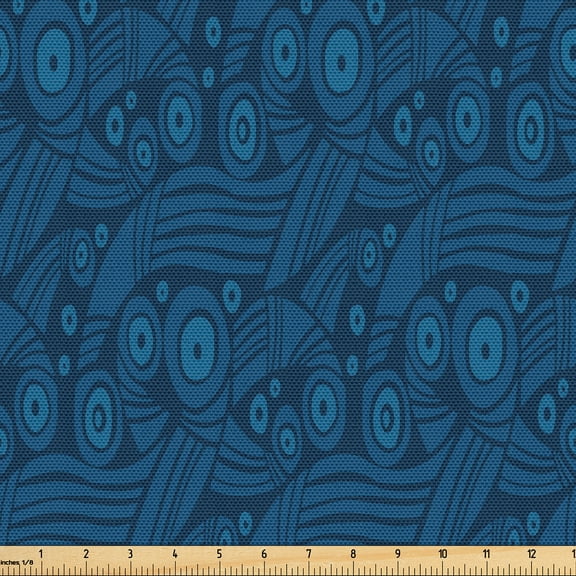 Ambesonne Nautical Fabric by the Yard Upholstery, Water Drop Wave Pattern, 1 Yard, Dark Petrol Blue and Teal