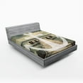 thumbnail image 1 of Ambesonne Nautical Fitted Sheet, Anchor Ocean Waves, Queen Size, Grey and Brown, 1 of 2