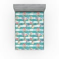 thumbnail image 1 of Ambesonne Nautical Fitted Sheet, Anchor with Floral Print, King Size, Dark Seafoam Pale Pink, 1 of 5