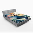 thumbnail image 1 of Ambesonne Nautical Fitted Sheet, Archer Wild Cat on a Whale, Queen Size, Teal Purple and Orange, 1 of 3