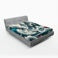 thumbnail image 1 of Ambesonne Nautical Fitted Sheet, Boat and Crashing Waves, Full Size, Cadet Blue and Dark Pink, 1 of 3