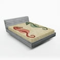 thumbnail image 1 of Ambesonne Nautical Fitted Sheet, Colorful Beach, Full Size, Forest Green Sand Brown, 1 of 2