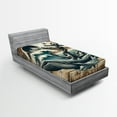 thumbnail image 1 of Ambesonne Nautical Fitted Sheet, Cottage Anchor Whale Waves, TwinXL Size, Brown and Slate Blue, 1 of 3