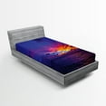thumbnail image 1 of Ambesonne Nautical Fitted Sheet, Dream Sunset Magenta, Twin Size, Purple Blue, 1 of 3