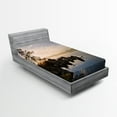 thumbnail image 1 of Ambesonne Nautical Fitted Sheet, Lake Tahoe at Sunset, Twin XL Size, Blue Grey, 1 of 3