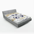 thumbnail image 1 of Ambesonne Nautical Fitted Sheet, Lifeboy Rudder Captain, Queen Size, Pale Brown Blue White, 1 of 2