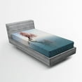 thumbnail image 1 of Ambesonne Nautical Fitted Sheet, Lonely Tree in Water, Twin XL Size, Teal Pink, 1 of 2