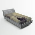 thumbnail image 1 of Ambesonne Nautical Fitted Sheet, Old Pirate Ship in Sea, Twin XL Size, Plum Tan, 1 of 3