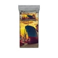 thumbnail image 1 of Ambesonne Nautical Fitted Sheet & Pillow Sham Set, Big Ship at Sunset, Twin, Multicolor, 1 of 2