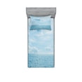 thumbnail image 1 of Ambesonne Nautical Fitted Sheet & Pillow Sham Set, Calm Sea Paradise, Twinxl, Pale Blue, 1 of 3