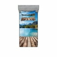 thumbnail image 1 of Ambesonne Nautical Fitted Sheet & Pillow Sham Set, Lake Forest Mountain, Twinxl, Brown Blue, 1 of 2
