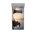 thumbnail image 1 of Ambesonne Nautical Fitted Sheet & Pillow Sham Set, Lake Tahoe at Sunset, Twinxl, Blue Grey, 1 of 3