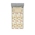 thumbnail image 1 of Ambesonne Nautical Fitted Sheet & Pillow Sham Set, Lighthouse Ship Trip, Twinxl, Beige Red, 1 of 2