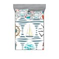 thumbnail image 1 of Ambesonne Nautical Fitted Sheet & Pillow Sham Set, Marine Collage, Full, White Red Blue, 1 of 2