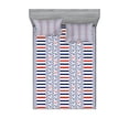 thumbnail image 1 of Ambesonne Nautical Fitted Sheet & Pillow Sham Set, Marine Pattern Stripes, Queen, Night Blue Orange, 1 of 2