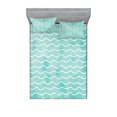 thumbnail image 1 of Ambesonne Nautical Fitted Sheet & Pillow Sham Set, Ocean Sea Wave Pattern, Full, Turquoise White, 1 of 3