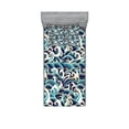 thumbnail image 1 of Ambesonne Nautical Fitted Sheet & Pillow Sham Set, Ocean Waves Pattern, Twin, Blue and White, 1 of 2