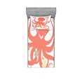thumbnail image 1 of Ambesonne Nautical Fitted Sheet & Pillow Sham Set, Octopus Holding Sap, Twin, Coral Beige Green, 1 of 2