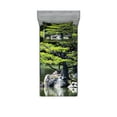 thumbnail image 1 of Ambesonne Nautical Fitted Sheet & Pillow Sham Set, Pine Tree in Lake, Twinxl, Green, 1 of 2