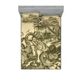 thumbnail image 1 of Ambesonne Nautical Fitted Sheet & Pillow Sham Set, Retro Ship Octopus Theme, Queen, Yellow Olive, 1 of 2