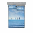 thumbnail image 1 of Ambesonne Nautical Fitted Sheet & Pillow Sham Set, Sailing Boat on Ocean, Full, Pale Blue, 1 of 2