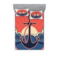 thumbnail image 1 of Ambesonne Nautical Fitted Sheet & Pillow Sham Set, Sea Waves at Sunset, Full, Red Blue Yellow, 1 of 2