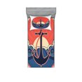 thumbnail image 1 of Ambesonne Nautical Fitted Sheet & Pillow Sham Set, Sea Waves at Sunset, Twinxl, Red Blue Yellow, 1 of 3