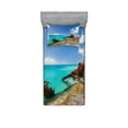 thumbnail image 1 of Ambesonne Nautical Fitted Sheet & Pillow Sham Set, Ship Wreck on Beach, Twinxl, Multicolor, 1 of 2