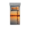 thumbnail image 1 of Ambesonne Nautical Fitted Sheet & Pillow Sham Set, Sunset on Lake Tahoe, Twin, Orange Blue, 1 of 2