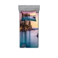thumbnail image 1 of Ambesonne Nautical Fitted Sheet & Pillow Sham Set, Tranquil Serene View, Twin, Pink Blue, 1 of 2