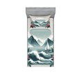 thumbnail image 1 of Ambesonne Nautical Fitted Sheet & Pillow Sham Set, Wild Roses and Sailboat, Twinxl, Coral and Slate Blue, 1 of 2
