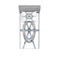 thumbnail image 1 of Ambesonne Nautical Fitted Sheet & Pillow Sham Set, Wooden Ship Wheel, Twin, Blue White, 1 of 3