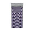 thumbnail image 1 of Ambesonne Nautical Fitted Sheet & Pillow Sham Set, Zig Zag Modern Pattern, Twinxl, Dark Purple White, 1 of 2