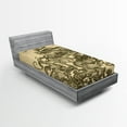 thumbnail image 1 of Ambesonne Nautical Fitted Sheet, Retro Ship Octopus Theme, Twin XL Size, Yellow Olive, 1 of 3