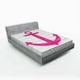 thumbnail image 1 of Ambesonne Nautical Fitted Sheet, Rustic Wooden Planks, Full Size, Pink and Off White, 1 of 3