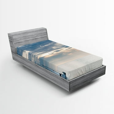 Ambesonne Nautical Fitted Sheet, Sailing Yacht Sunset, Twin Size, Blue
