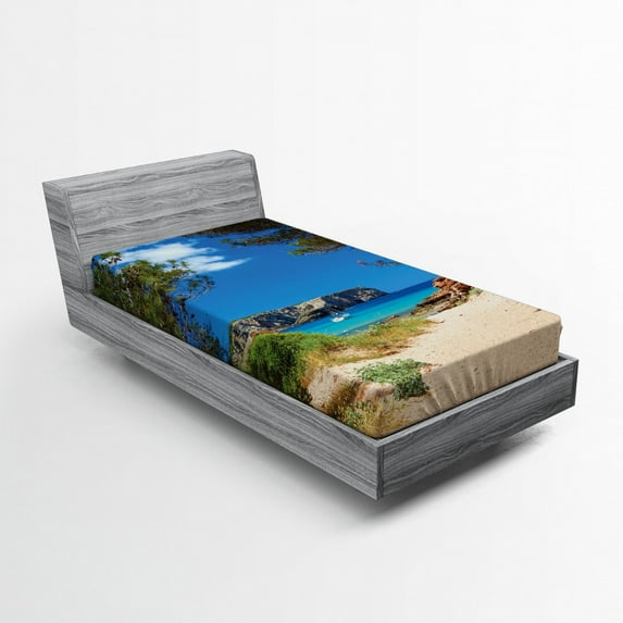 Ambesonne Nautical Fitted Sheet, Sand Pathway to Ocean, Twin XL Size, Multicolor