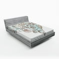 thumbnail image 1 of Ambesonne Nautical Fitted Sheet, Scallop Starfish Whelk, Queen Size, Brown Warm Taupe Teal, 1 of 2