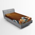 thumbnail image 1 of Ambesonne Nautical Fitted Sheet, Seashell Anchor Wooden, Twin Size, Brown Blue White, 1 of 2