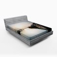 thumbnail image 1 of Ambesonne Nautical Fitted Sheet, Sinking Boat Sunset, Full Size, Pale Blue Brown, 1 of 2