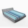 thumbnail image 1 of Ambesonne Nautical Fitted Sheet, Striped Pastel Toned, Queen Size, Sky and Dark Blue, 1 of 2