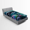 thumbnail image 1 of Ambesonne Nautical Fitted Sheet, Trippy Turtle with a Whale, TwinXL Size, Teal Multicolor, 1 of 3