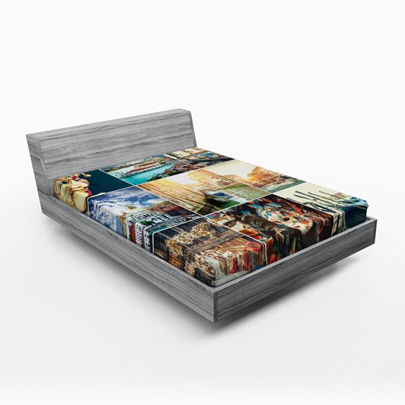 Ambesonne Nautical Fitted Sheet, Venice Canals, Queen Size, Multicolor