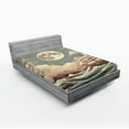 thumbnail image 1 of Ambesonne Nautical Fitted Sheet, Waves Ship Japanese Style, King Size, Pale Teal Tan Dried Rose, 1 of 3