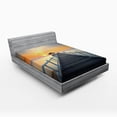 thumbnail image 1 of Ambesonne Nautical Fitted Sheet, Wood Path on Beach, Queen Size, Pale Blue Orange, 1 of 3