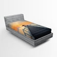 thumbnail image 1 of Ambesonne Nautical Fitted Sheet, Wood Path on Beach, Twin Size, Pale Blue Orange, 1 of 3