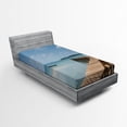thumbnail image 1 of Ambesonne Nautical Fitted Sheet, Wooden Bridge to Sea, Twin Size, Blue Brown, 1 of 2