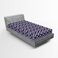 thumbnail image 1 of Ambesonne Nautical Fitted Sheet, Zig Zag Modern Pattern, Twin Size, Dark Purple White, 1 of 3